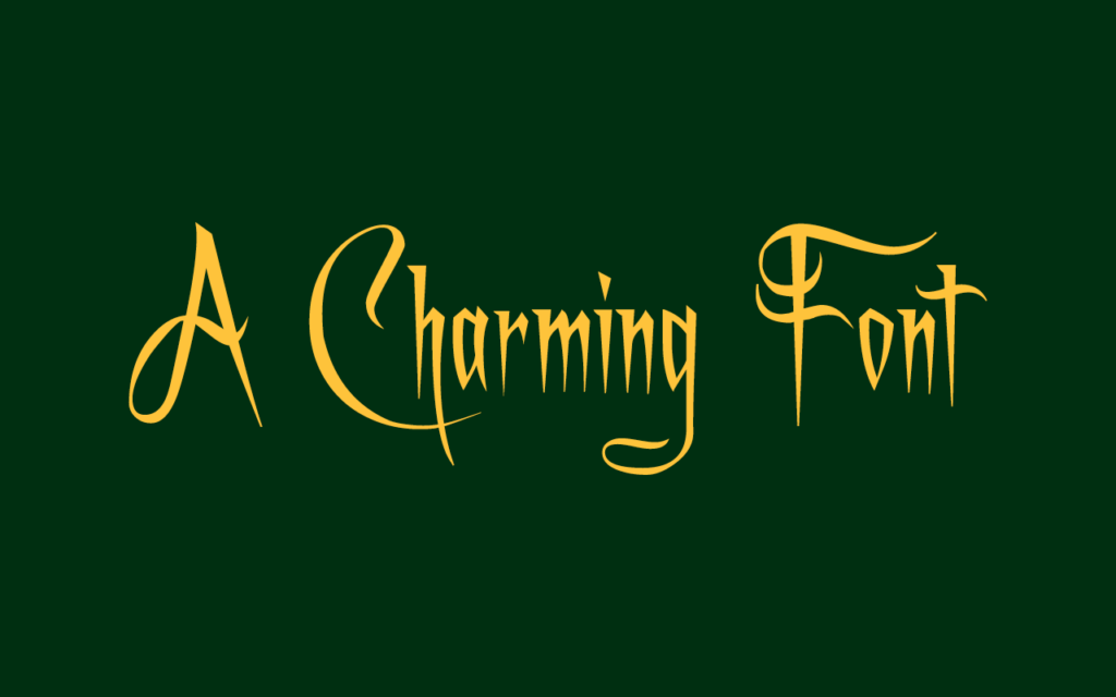 A Charming Font Halloween Typeface in gold over a green background